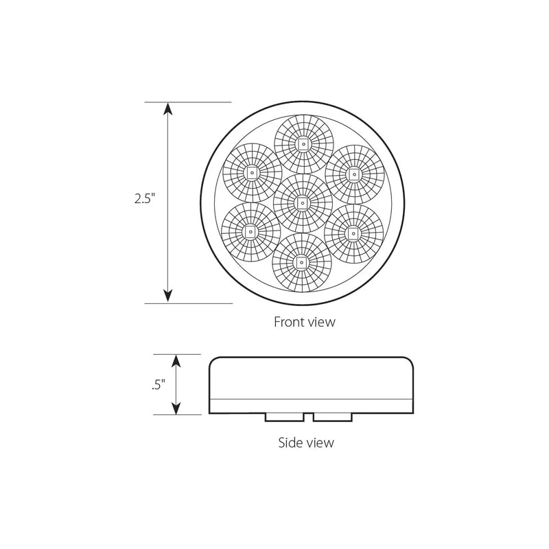 76663BP 2.5" LOW PROFILE SPYDER RED 7 LED MARKER LIGHT, CLEAR LENS 2.5" led light Light Gray
