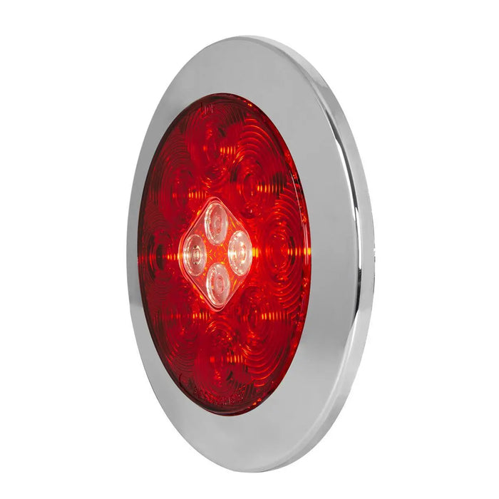 Dark Red 4" FLEET COMBO LED TAIL & BACKUP LIGHT 9 RED & 4 WHITE FLANGE W/CR. BEZEL