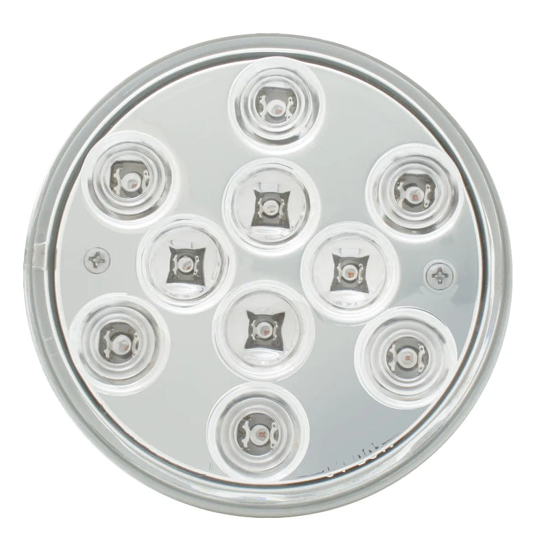 76843 Mega 10 Plus Series 4" LED Light, Red/Clear 4" ROUND Light Gray