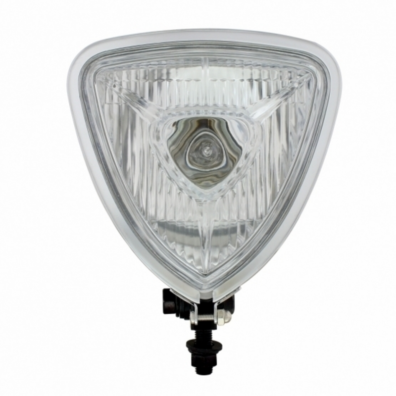 Triangle Headlight With Black Housing & Flat Back