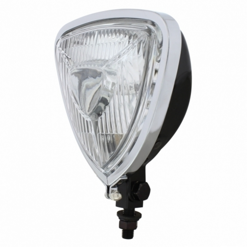 Triangle Headlight With Black Housing & Flat Back