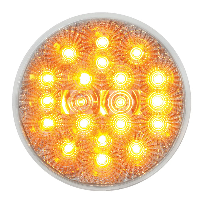 Goldenrod 4" LOW PROFILE SPYDER AMBER 20-LED LIGHT, CLEAR LENS 4" ROUND