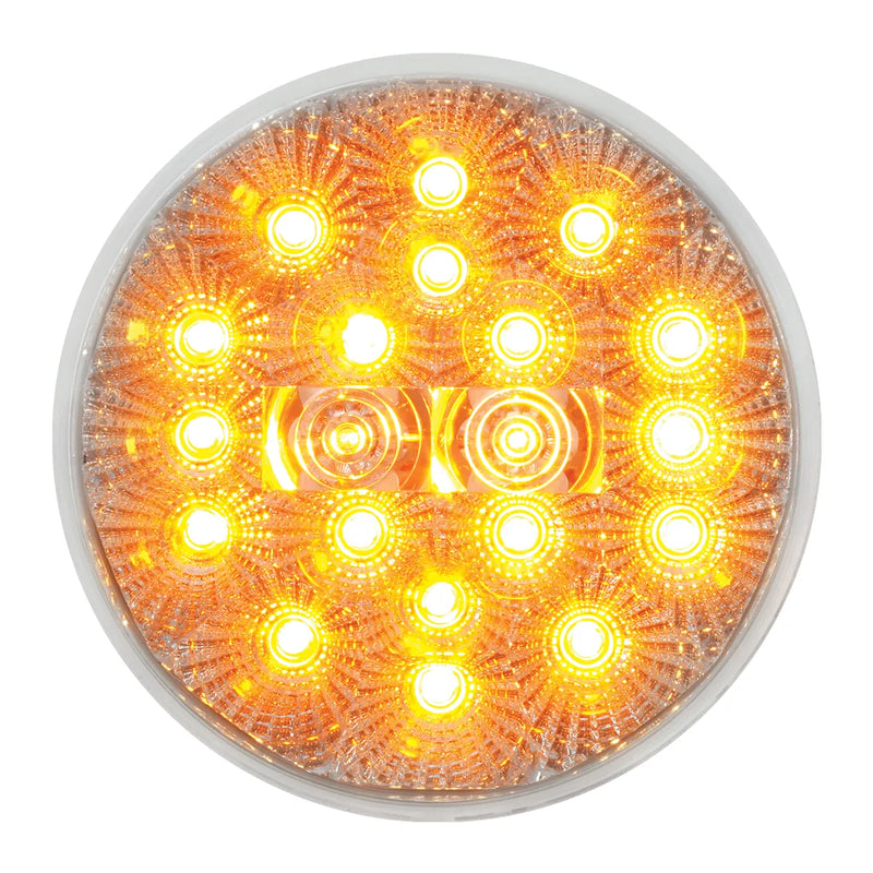 #77091bp   4" LOW PROFILE SPYDER AMBER 20 LED LIGHT, CLEAR LENS 4" ROUND Goldenrod