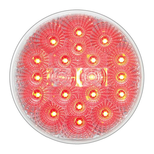 Light Coral 4" LOW PROFILE SPYDER RED 20 LED LIGHT, CLEAR LENS 4" ROUND