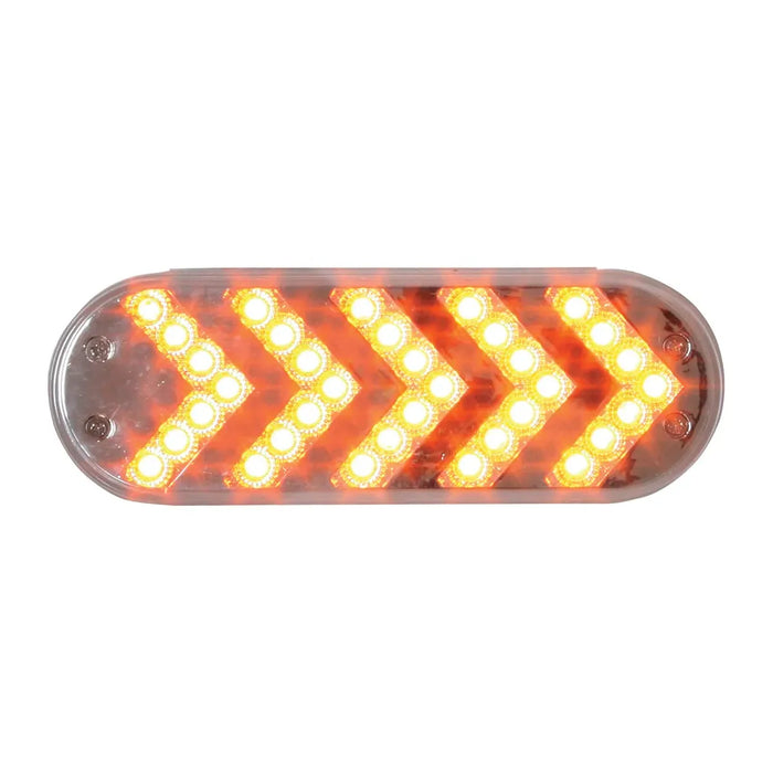 Dark Salmon OVAL AMBER SEQUENTIAL 5-ARROW SPYDER 35LED LIGHT, AMBER LENS 6" OVAL