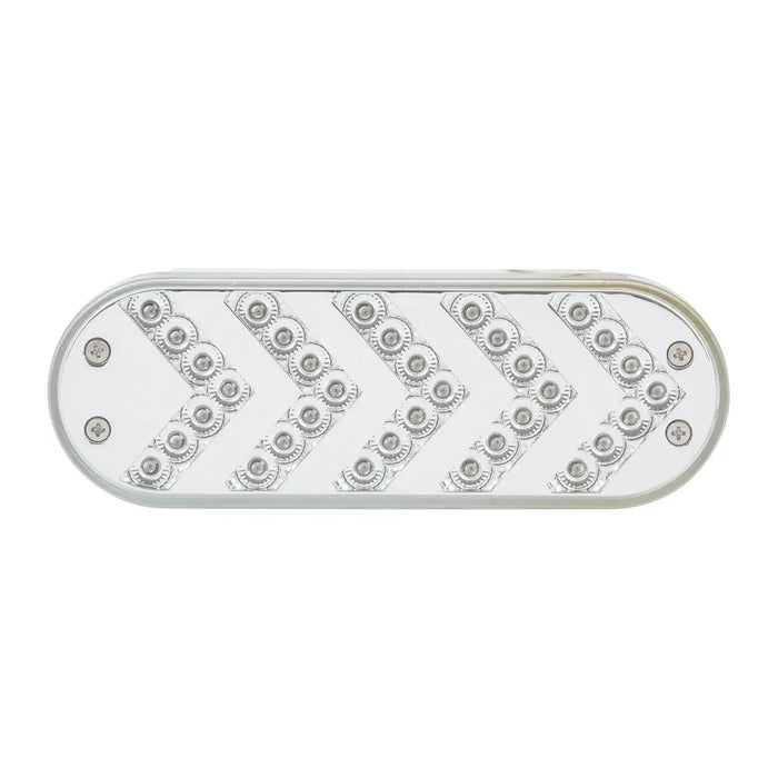 Light Gray OVAL AMBER SEQUENTIAL 5-ARROW SPYDER 35LED LIGHT, CLEAR LENS