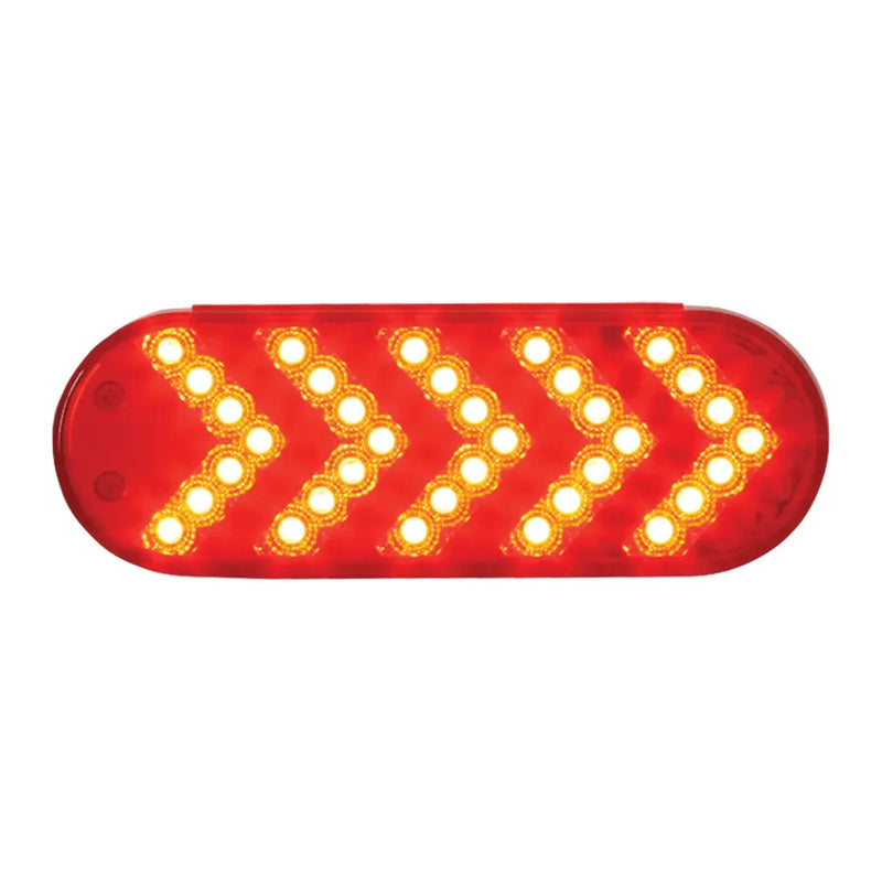 77126 OVAL RED SEQUENTIAL 5-ARROW SPYDER 35-LED LIGHT, RED LENS 6" OVAL Firebrick