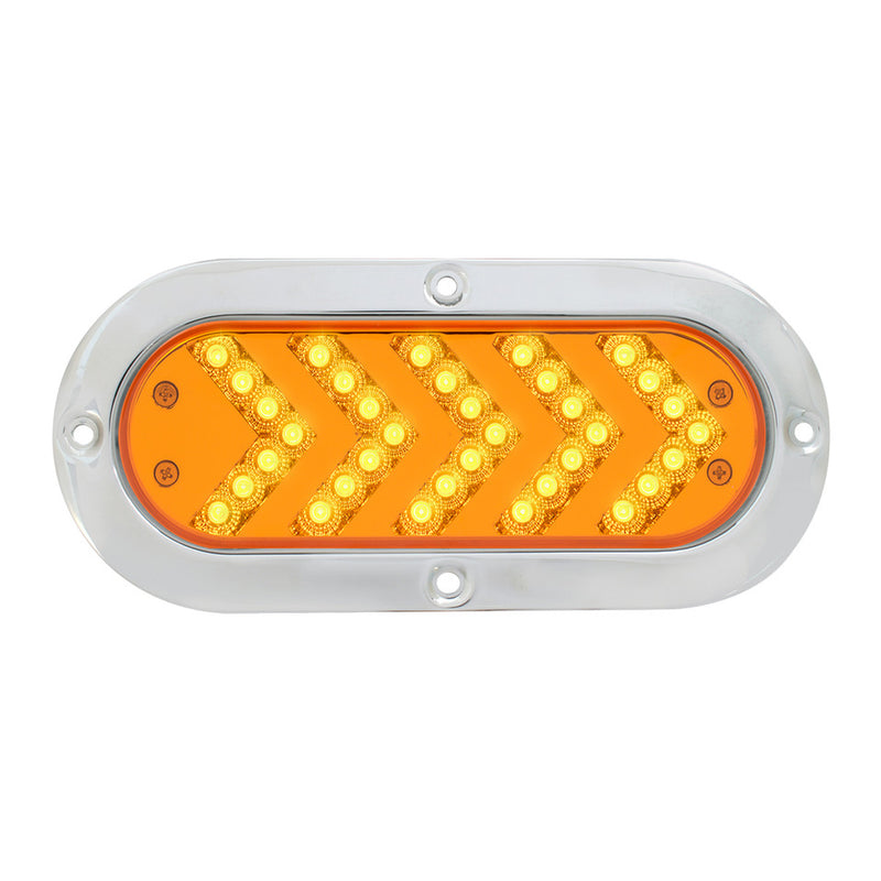77130 OVAL AMBER/AMBER ARROW 35-LED SEQUENTIAL LIGHT W/ S.S. BEZEL