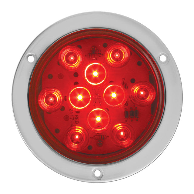 LED MEGA 10 ROJO/ROJO DE 4" CON MONTAJE DE BRIDA SS Y COLETA