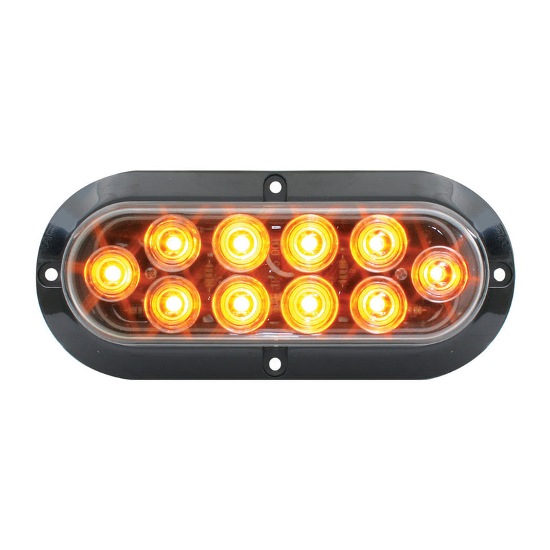 LED OVALADO MEGA10 ÁMBAR/TRANSPARENTE CON BRIDA NEGRA Y 3 CABLES
