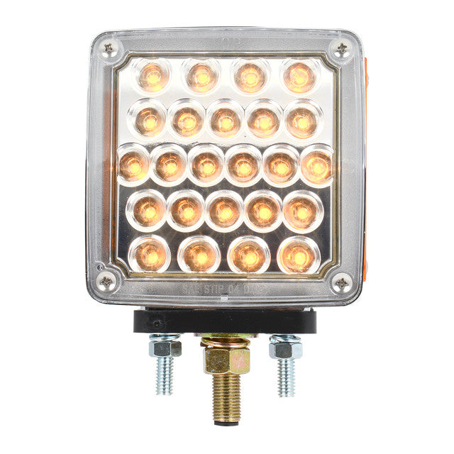 77616 SQ. 2 FACE AMBER/RED/CLEAR LED PEDESTAL PEARL LIGHT, TWIN PK
