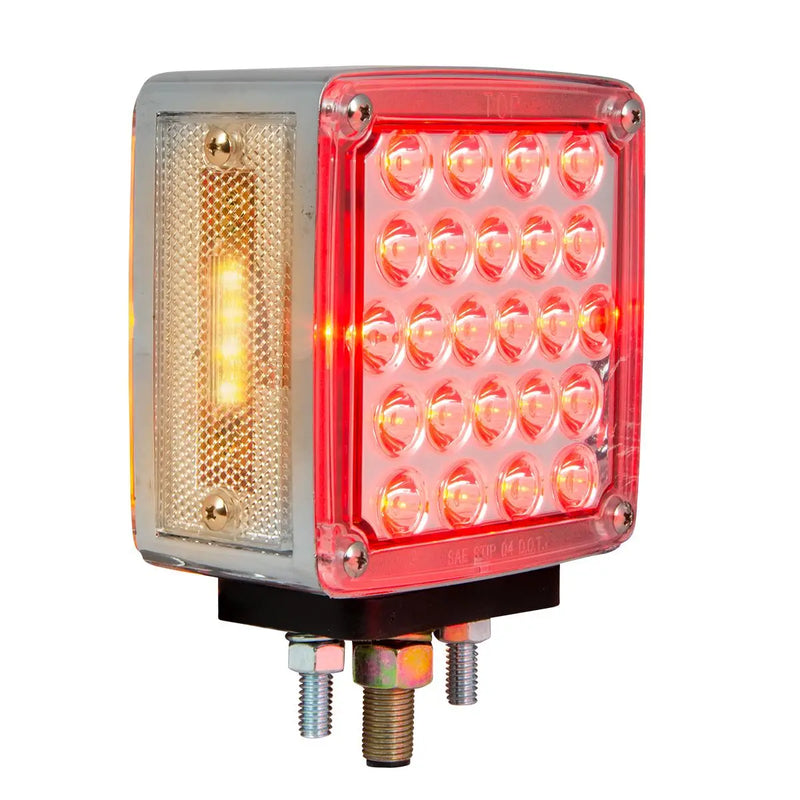 #77628 Square Double Face Pearl LED Pedestal Light Amber/Red w/clear lens (Passenger) DOUBLE FACE Dark Salmon