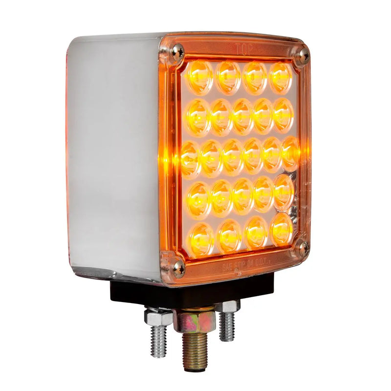 #77628 Square Double Face Pearl LED Pedestal Light Amber/Red w/clear lens (Passenger) DOUBLE FACE Gray