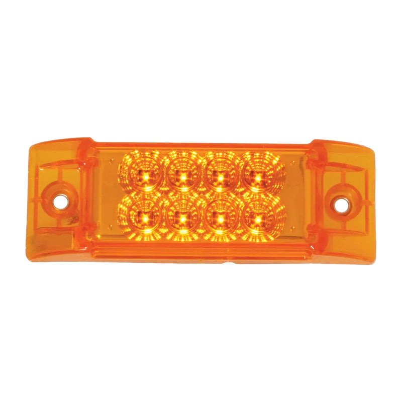 77660 RECT. SPYDER AMBER/AMBER 8-LED MARKER SEALED LIGHT LED Rectangular Light Chocolate