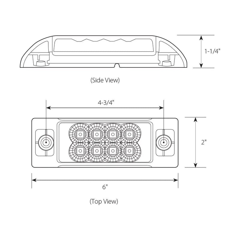 77660 RECT. SPYDER AMBER/AMBER 8-LED MARKER SEALED LIGHT LED Rectangular Light Dark Slate Gray