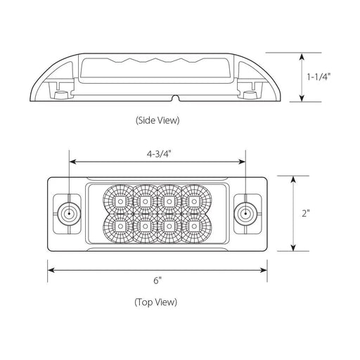 Dark Slate Gray 77660 RECT. SPYDER AMBER/AMBER 8-LED MARKER SEALED LIGHT LED Rectangular Light