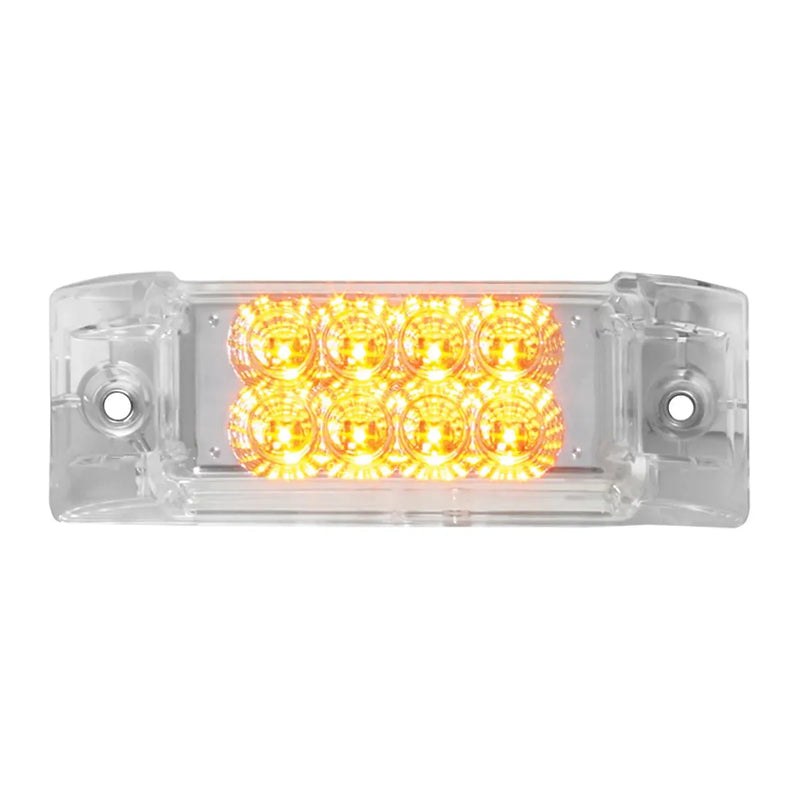 77661 RECT. SPYDER AMBER/CLEAR 8-LED MARKER SEALED LIGHT LED Rectangular Light Gray