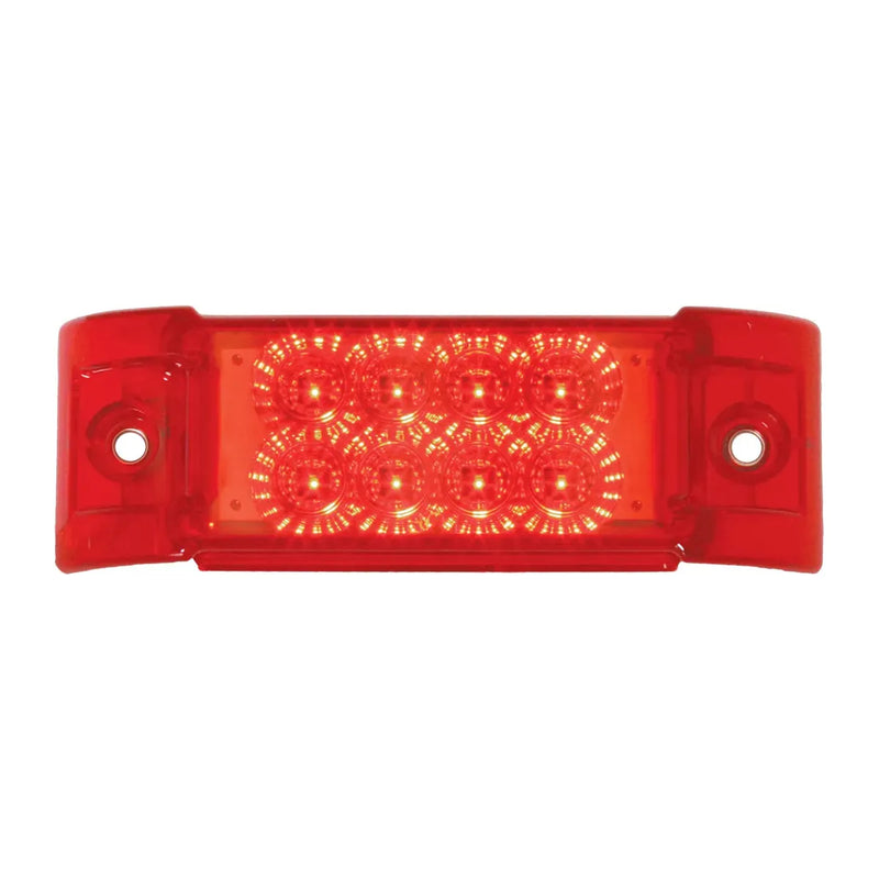 77662 RECT. SPYDER RED/RED 8-LED MARKER SEALED LIGHT LED Rectangular Light Firebrick