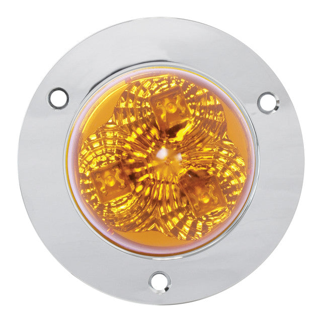 77730 2" SPYDER AM BEEHIVE 3 LED W/ CR. RIM & PIGTAIL, AMBER LENS