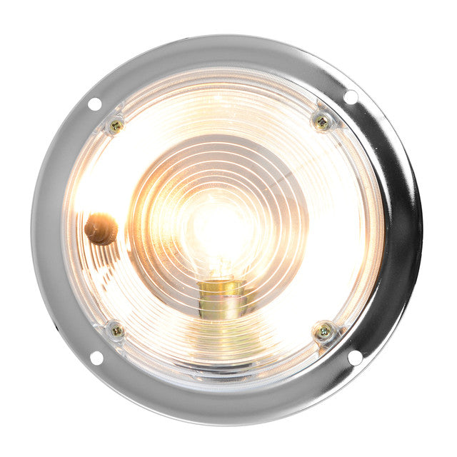 LUZ DE DOMO DE ACERO CR. DE 5" CON LENTE DE PLÁSTICO TRANSPARENTE, ENCENDIDO/APAGADO