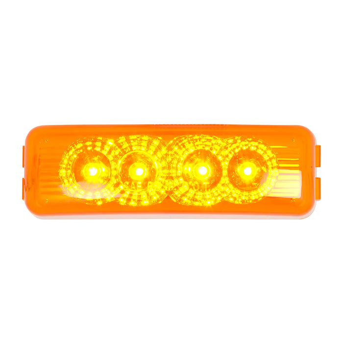 Dark Orange RECT. SPYDER AMBER 4 LED LIGHT AMBER LENS LED Rectangular Light