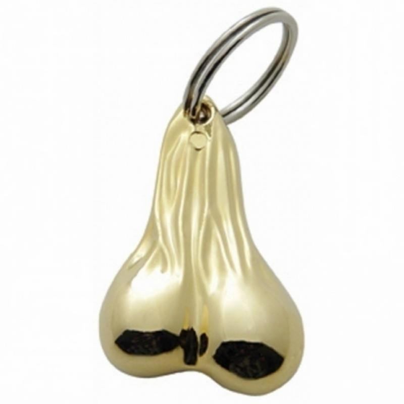 Llavero novedoso con bolas bajas fundidas a presión pequeñas de 2-1/2" - Dorado (a granel)