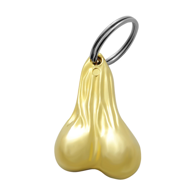 UP-78009 2-1/2" Small Die-Cast Low-Hanging Balls Novelty Key Chain - Gold