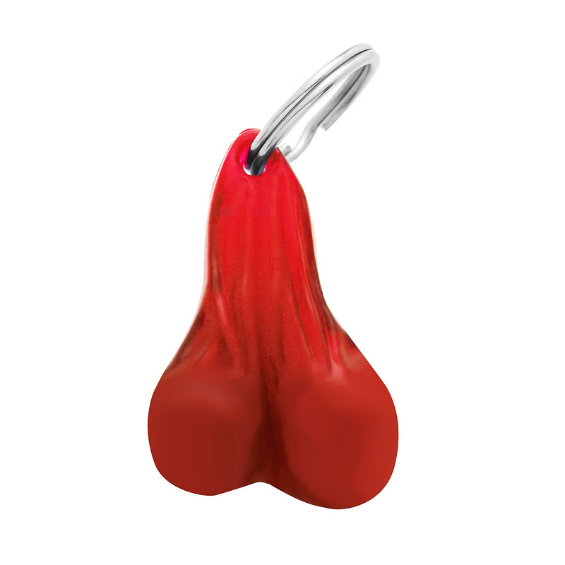 Llavero novedoso con bolas bajas de plástico pequeñas de 2-1/2" - Rojo (a granel)