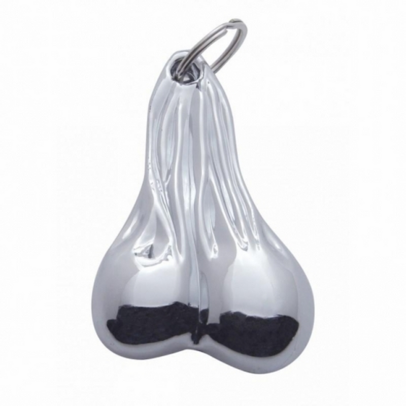 4-1/2" Medium Low-Hanging Balls Novelty Key Chain - Chrome