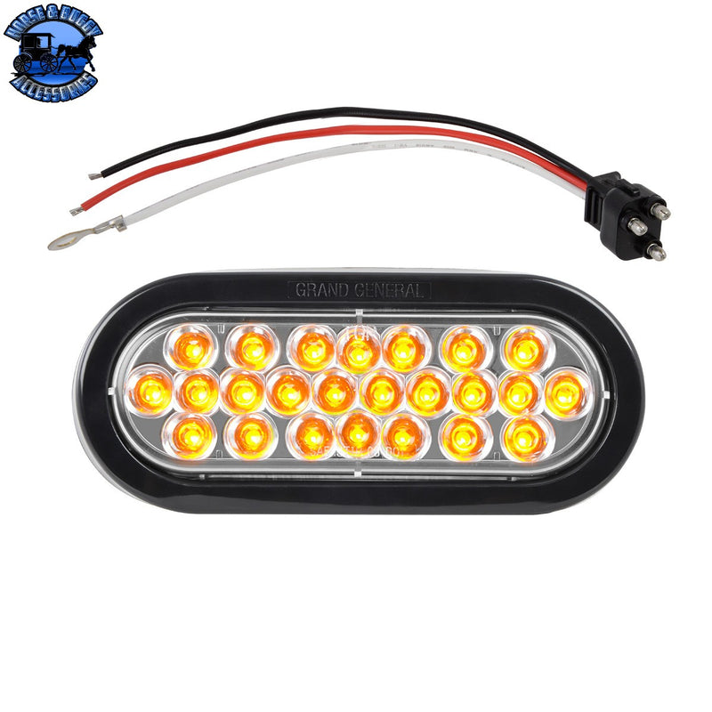 78221BP OVAL PEARL AMBER LED LIGHT W/ GROMMET & PIGTAIL, CLEAR LENS