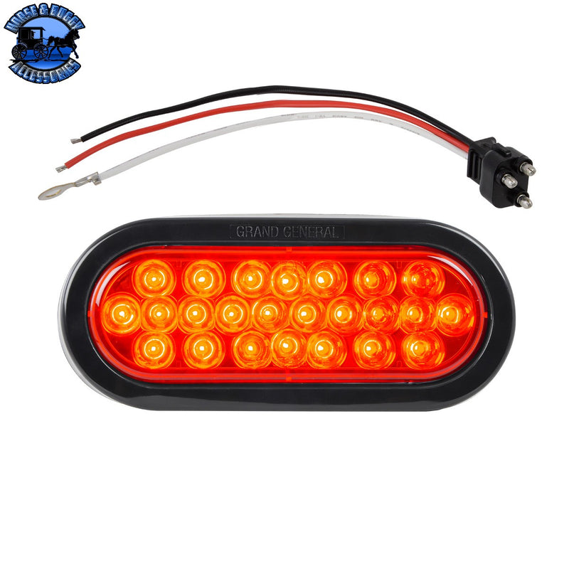 78223BP OVAL PEARL RED LED LIGHT W/ GROMMET & PIGTAIL, RED LENS