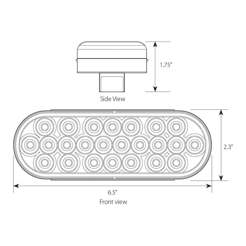 Smoked 6" Oval Pearl LED Light Smoke Lens (choose color) 6" OVAL amber,red,white Light Gray