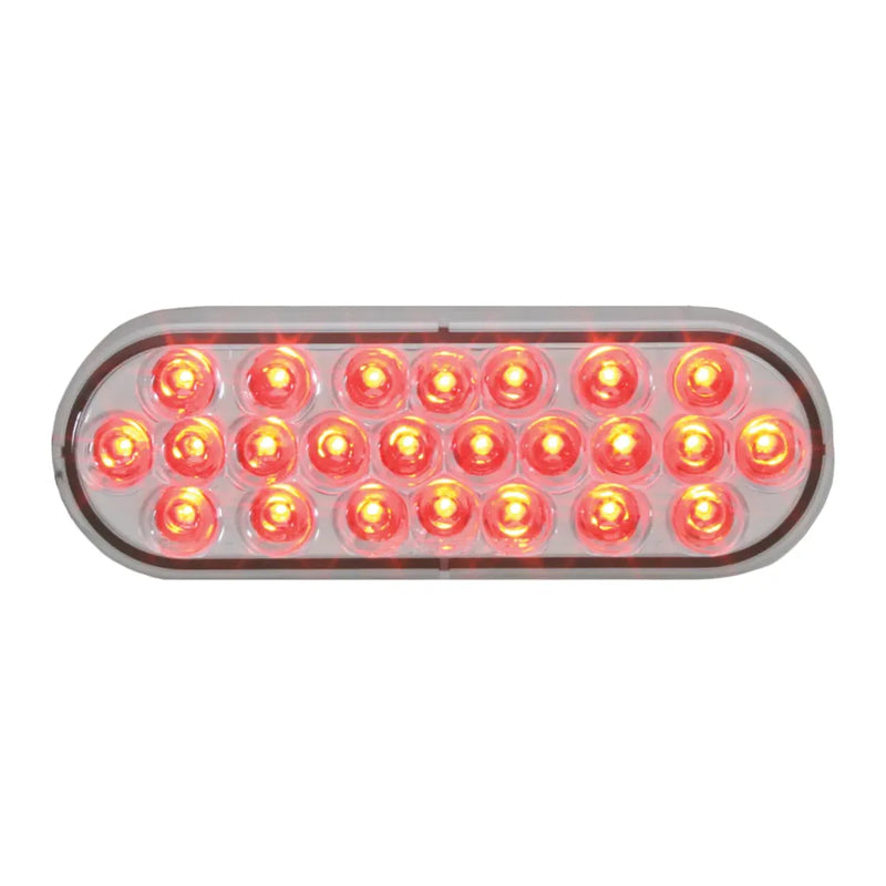 91774 2PC SS SPRING-LOAD BAR W/OVAL PEARL OVAL RED/CLEAR LED LIGHT Rosy Brown