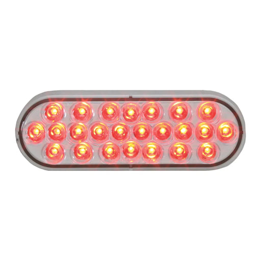 91774 2PC SS SPRING-LOAD BAR W/OVAL PEARL OVAL RED/CLEAR LED LIGHT Rosy Brown