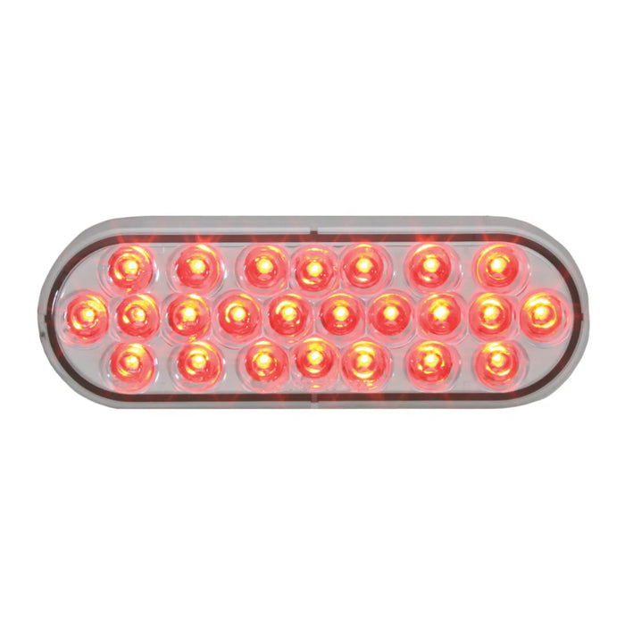 Tan OVAL PEARL RED/CLEAR 24-LED SEALED LIGHT 6" OVAL