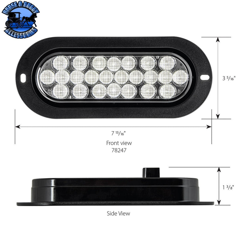 78246 OVAL PEARL SMOKE/RED 24 LED FLANGE MOUNT SEALED LIGHT