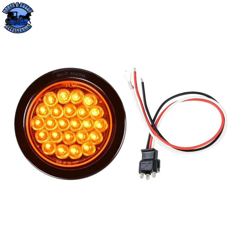 78260BP 4" PEARL AMBER LED LIGHT W/ GROMMET & PIGTAIL, AMBER LENS