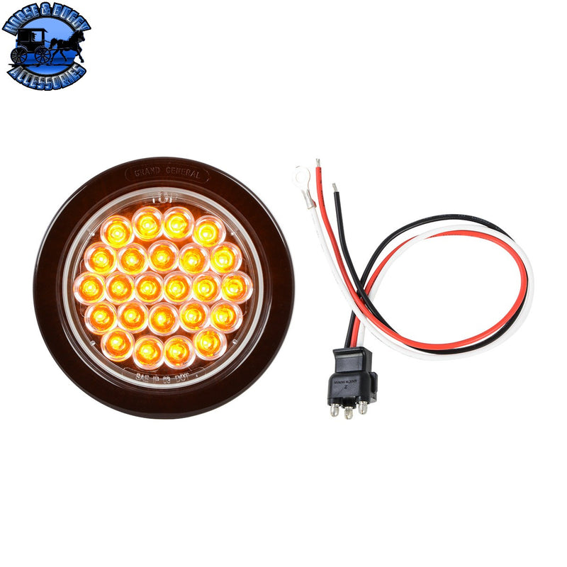 78261BP 4" PEARL AMBER LED LIGHT W/ GROMMET & PIGTAIL, CLEAR LENS