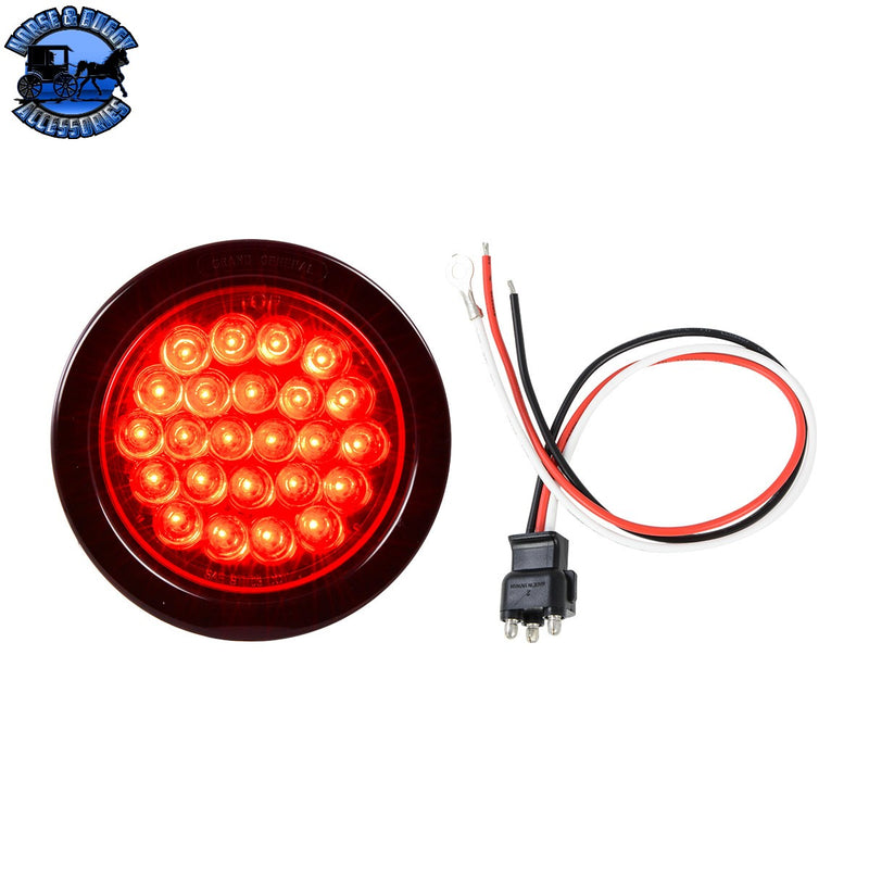 78263BP 4" PEARL RED LED LIGHT W/ GROMMET & PIGTAIL, RED LENS