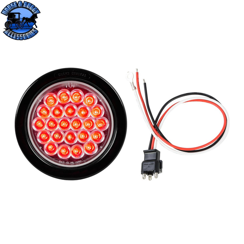 78264BP 4" PEARL RED LED LIGHT W/ GROMMET & PIGTAIL, CLEAR LENS