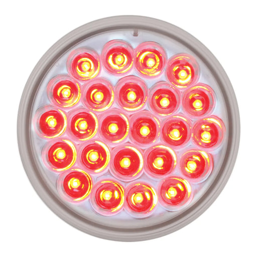 Gray 4" PEARL RED LED LIGHT W/#1157 BULB BASE, CLEAR LENS