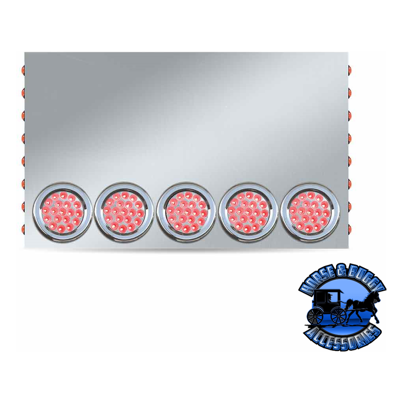 Trux (20" Drop) LED Rear Center Panel 4" & 3/4" LEDs 304 Stainless Steel (choose color) REAR CENTER PANEL Red - Clear Lens Gray