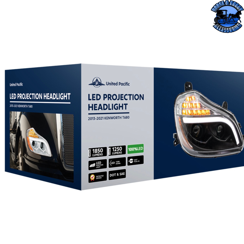 Blackout 8 LED Projection Headlight For 2013-2021 Kenworth T680 (Choose Side)