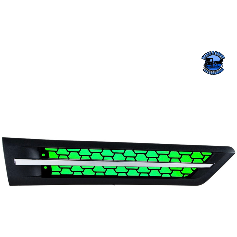 HOOD AIR INTAKE GRILLE WITH LED FOR 2018-2024 FREIGHTLINER CASCADIA 126 (Choose Color) (Choose Side) Air Intake Green LED / Passenger's Side Black