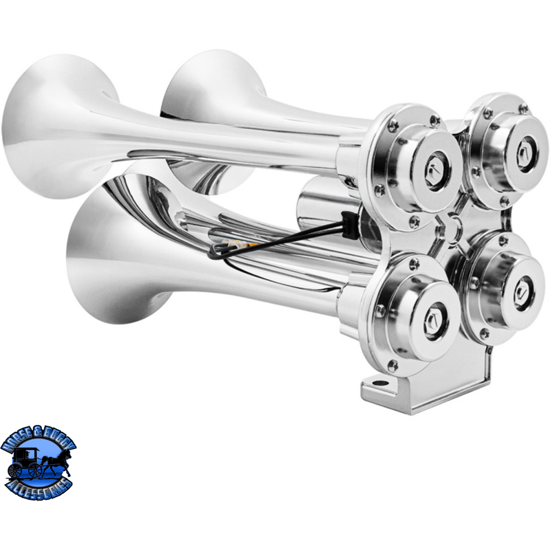 4 TRUMPET MINI TRAIN HORN (Choose Finish) TRAIN HORN Chrome,Black Light Gray