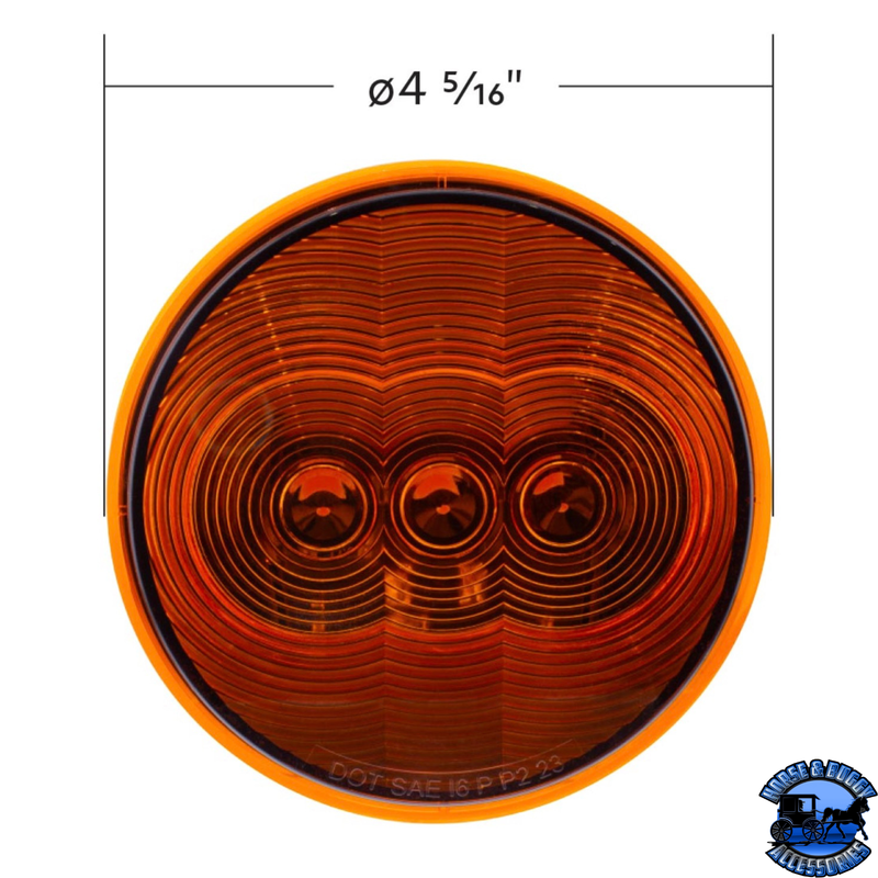 3 LED 4" Round Light(Turn Signal)-Amber LED/Amber Lens #38063B