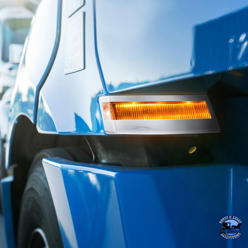 CHROME PLASTIC TURN SIGNAL BEZELS FOR 2018-2024 FREIGHTLINER CASCADIA (PAIR) #42442 TURN SIGNAL Light Gray