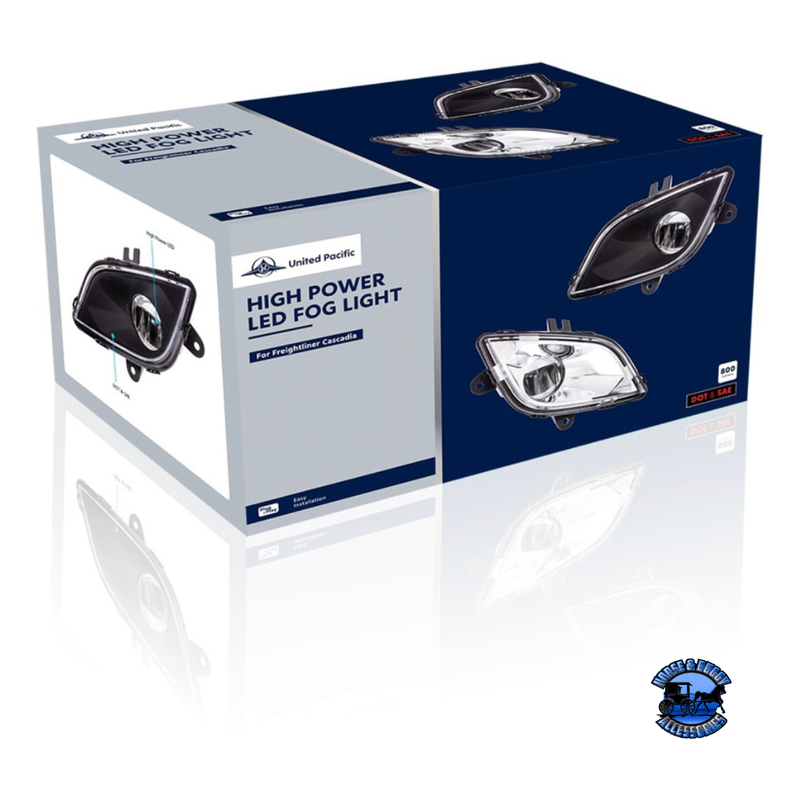 HIGH POWER LED FOG LIGHT FOR 2018-2024 FREIGHTLINER CASCADIA (Choose Color) (Choose Side) Led Light Chrome / Driver's Side,Chrome / Passenger's Side,Black / Driver's Side,Black / Passenger's Side Midnight Blue