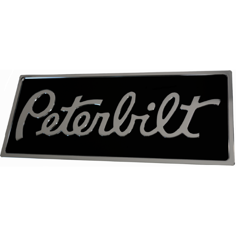 PETERBILT RECTANGULAR BLACK CHROME ENGRAVED EMBLEM (190) EMBLEM Light Slate Gray