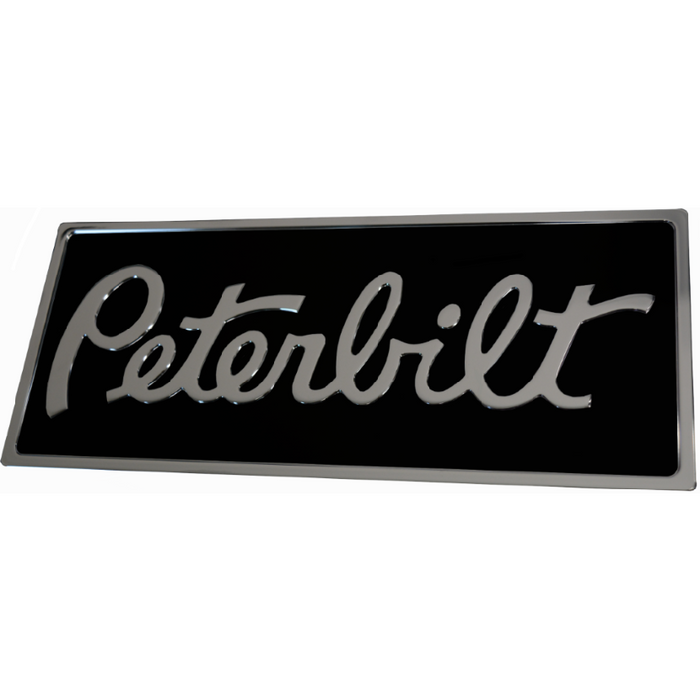 Light Slate Gray PETERBILT RECTANGULAR BLACK CHROME ENGRAVED EMBLEM (190) EMBLEM